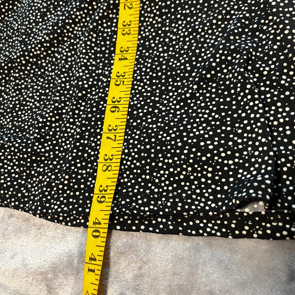 one clothing Black White Polka Dot Ruched Wrap Midi Dress Womens L - Picture 8 of 9